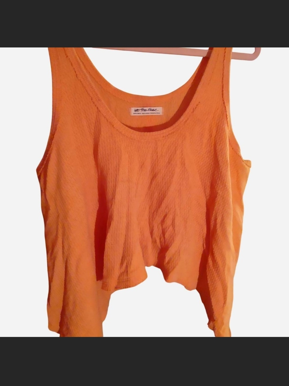 We The Free Orange Ribbed Scoop Tank